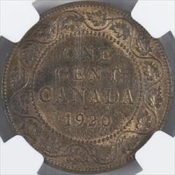 Canada 1920 Large Cent 1c NGC MS64RB 