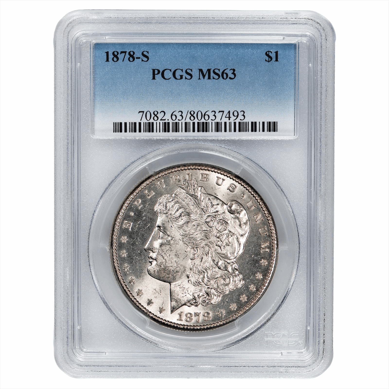 1878-S Morgan Silver Dollar $1 PCGS MS 63