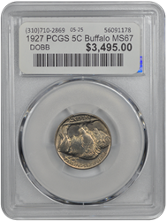 1927 PCGS 5C Buffalo MS67