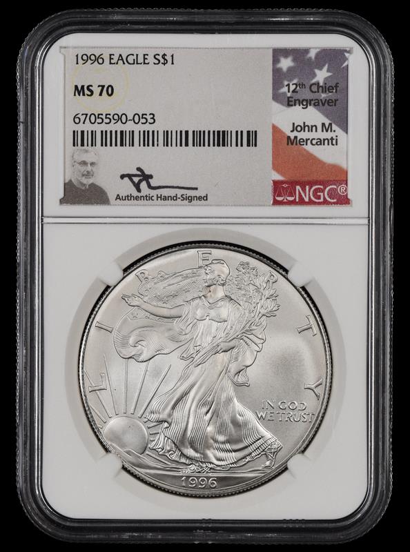 1996 Eagle S$1 John Mercanti Signature Label NGC  MS 70