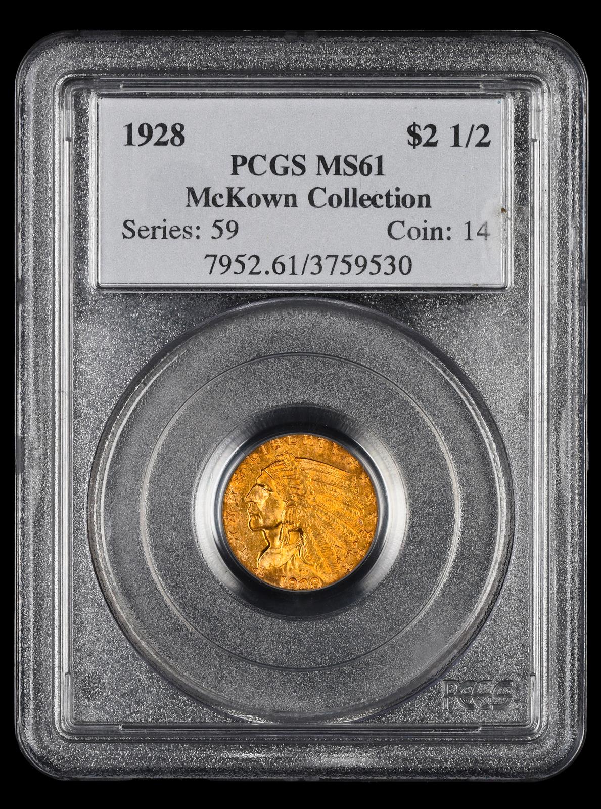 1910 $2.50 Gold McKown Collection PCGS MS 61