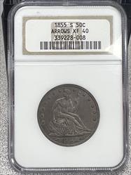 1855-S Seated Liberty W/ARROWS NGC XF40