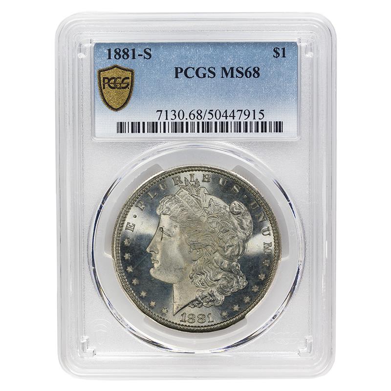 1881-S Morgan Silver Dollar $1, PCGS  MS68 - Nice Lustrous White Coin