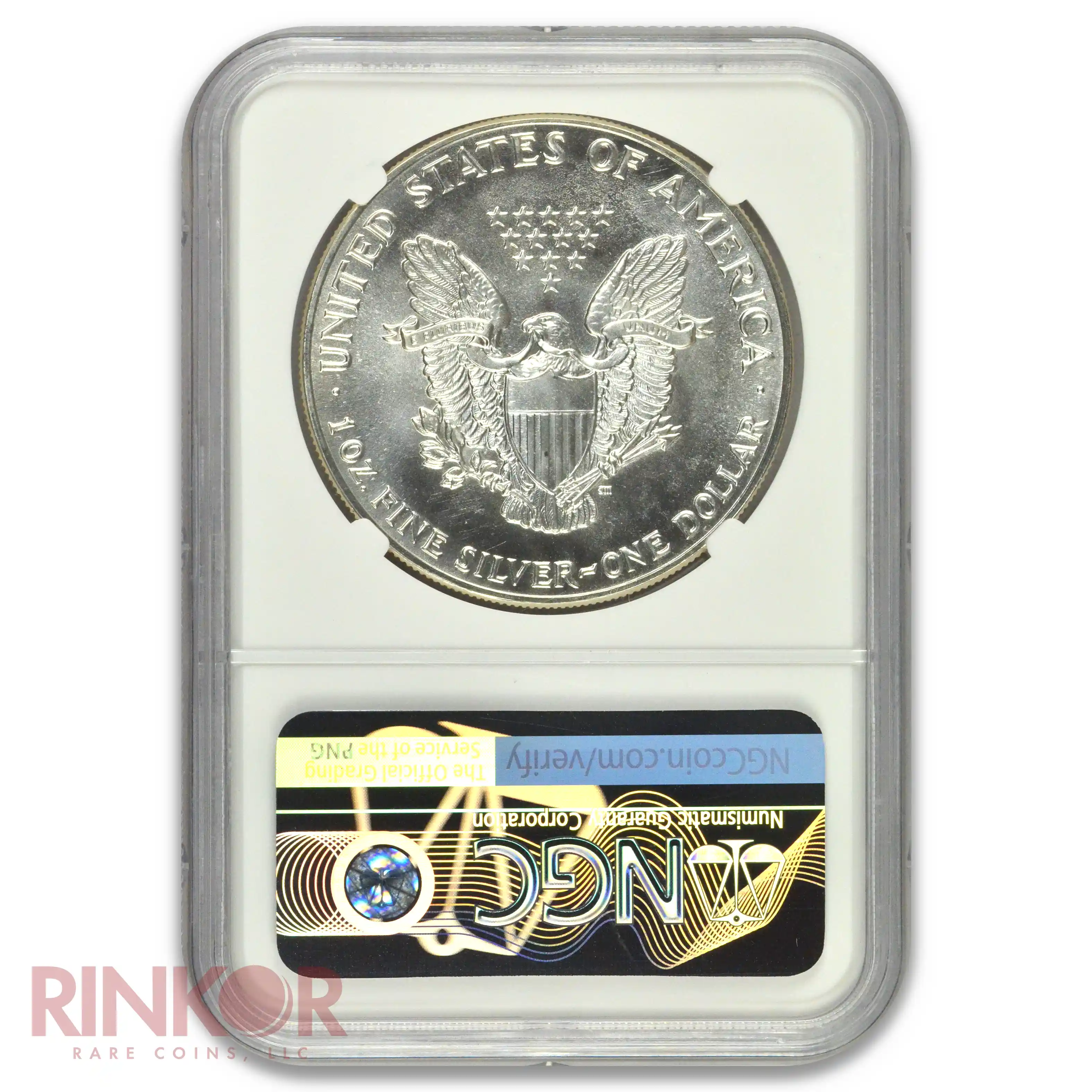 1987 1oz American Silver Eagle Mercanti Signature NGC MS 70