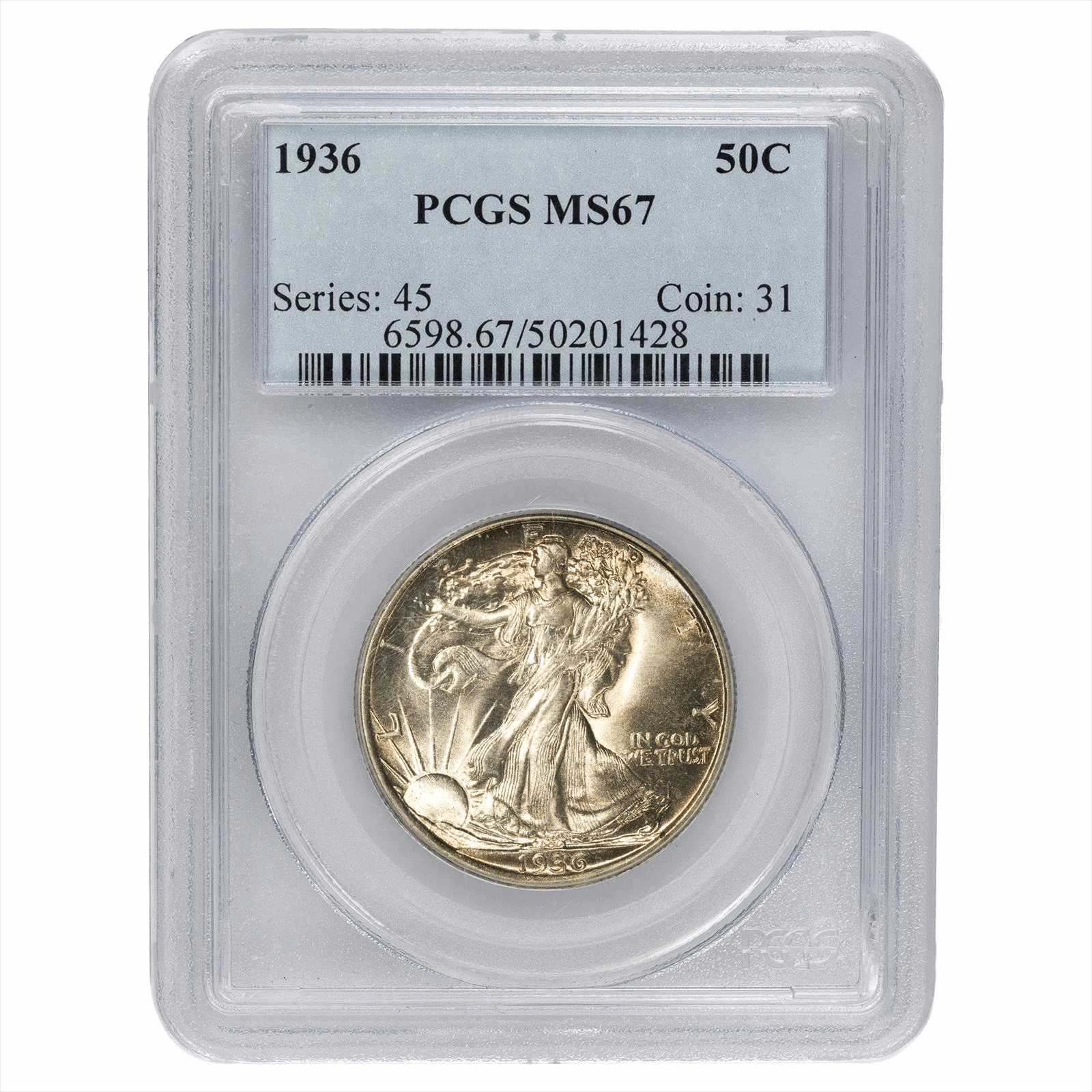 1936 Walking Liberty Half Dollar 50C PCGS MS 67