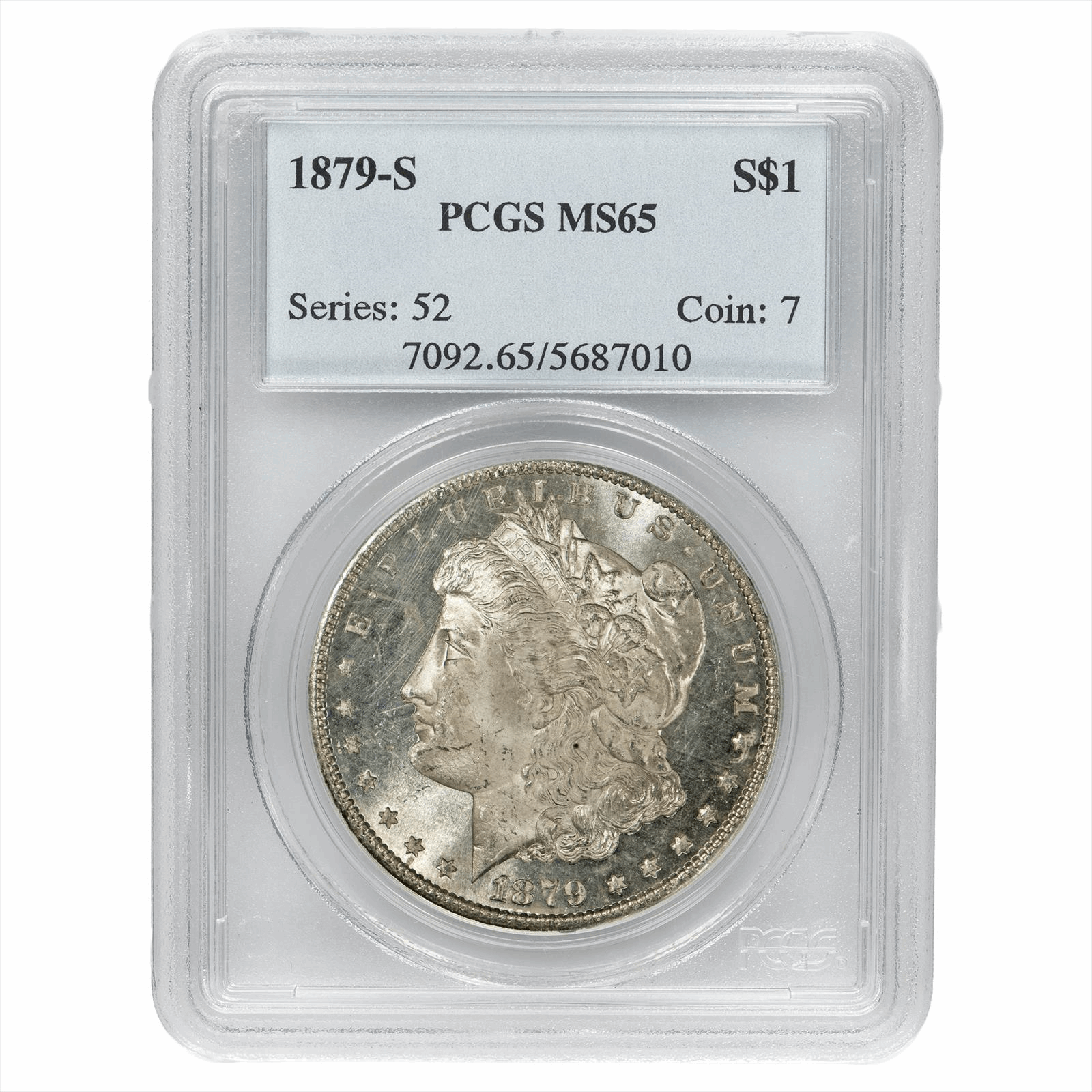 1879-S Morgan Silver Dollar $1 PCGS MS 65