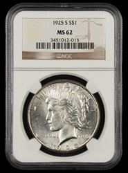 1925 S $1 NGC  MS62