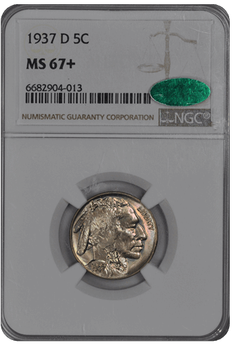 1937 D Buffalo Nickel NGC (CAC) MS 67 + 
