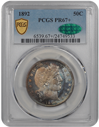 1892 Barber PCGS CAC PR 67+