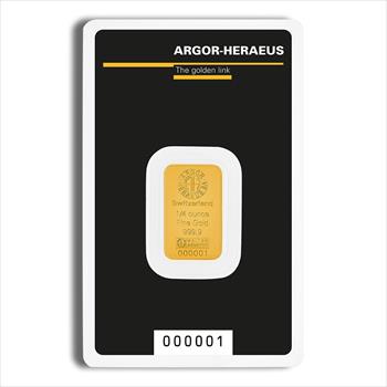 1/4 oz Gold Bar - Argor-Heraeus (Carded) image 1