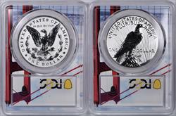 2023-S $1 Reverse Proof Morgan & Peace 2 Coin Set PCGS PR70 FDOI SF Holder Label 