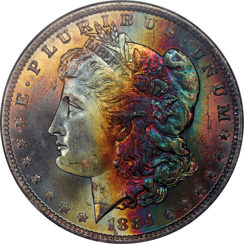 1884-O Morgan Silver Dollar $1 NGC MS 65 - Iridescent Gemstone Toning
