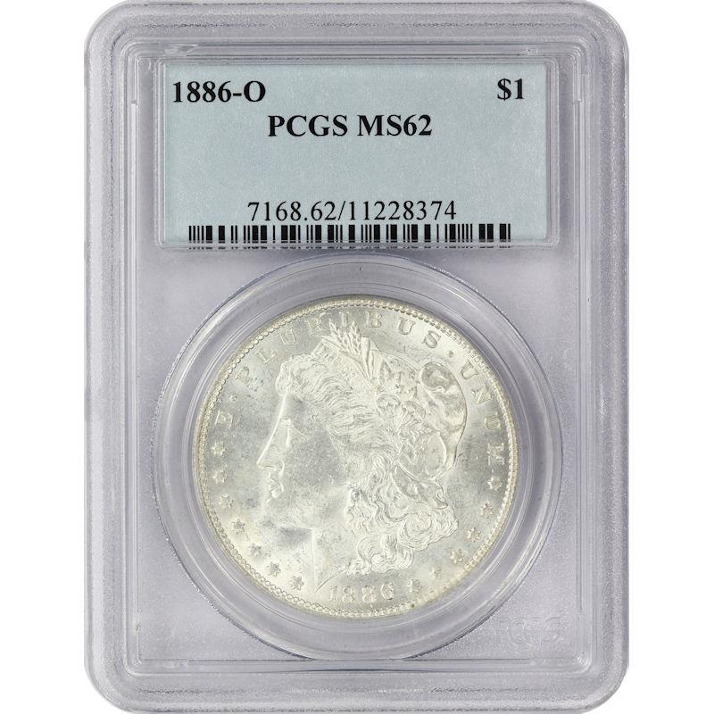 1886-O $1 Morgan Silver Dollar - PCGS MS62 - Tough Date - White