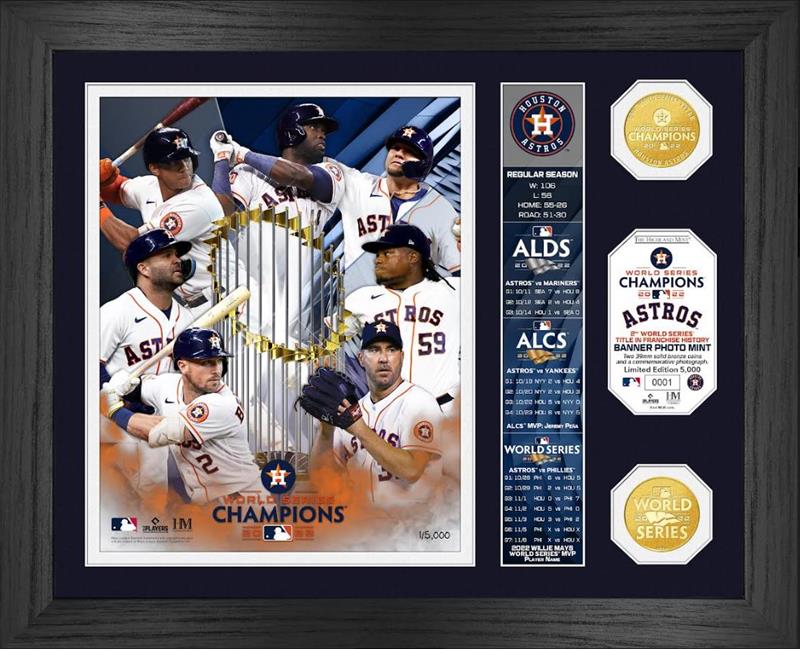 Houston Astros 2022 World Series Champions Banner Bronze Coin and Photo Mint 
