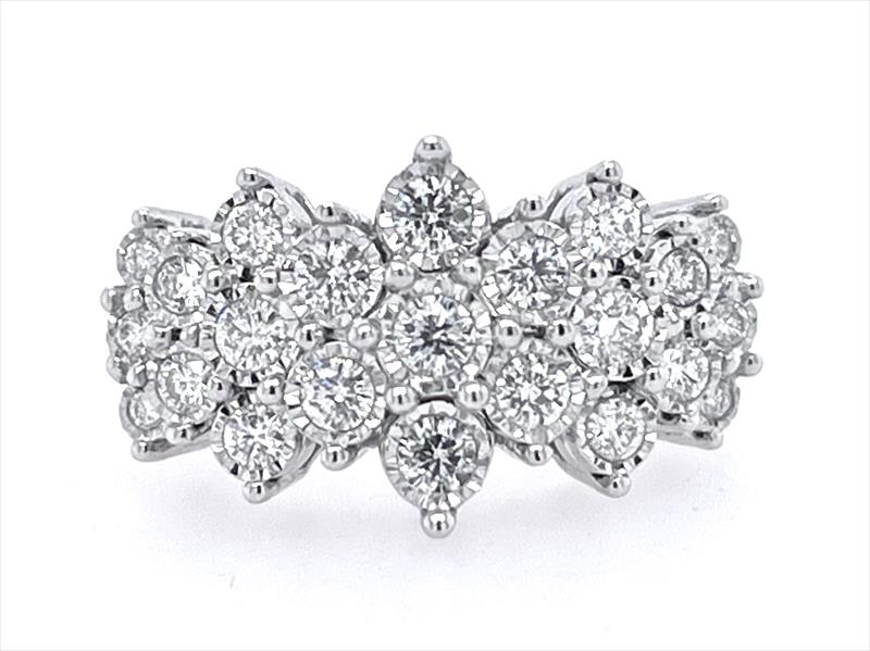 1.7cttw Ladies Diamond Cluster Band in 14k White Gold 