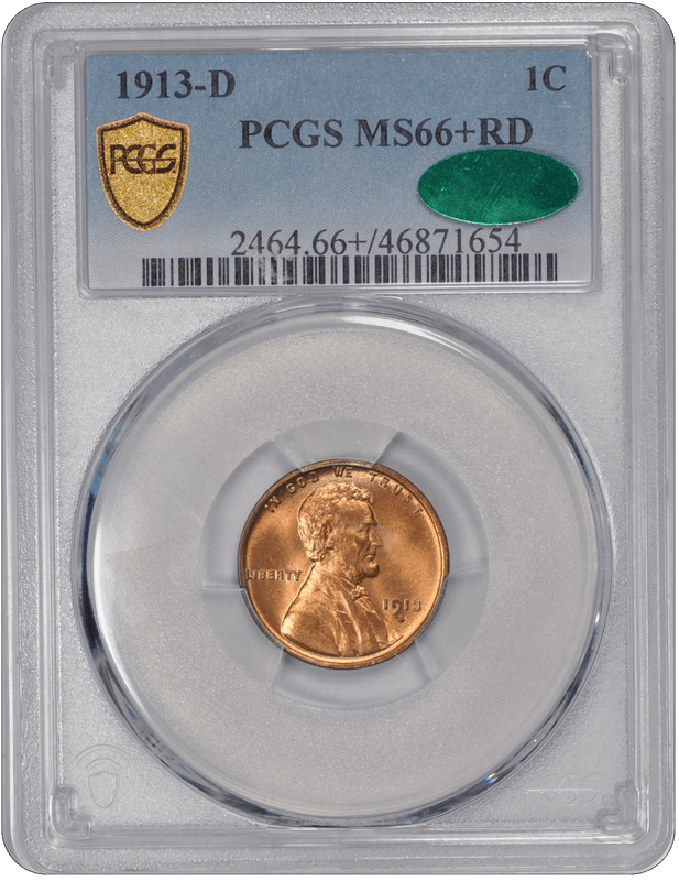 1913-D Lincoln Wheat PCGS CAC RD 66+