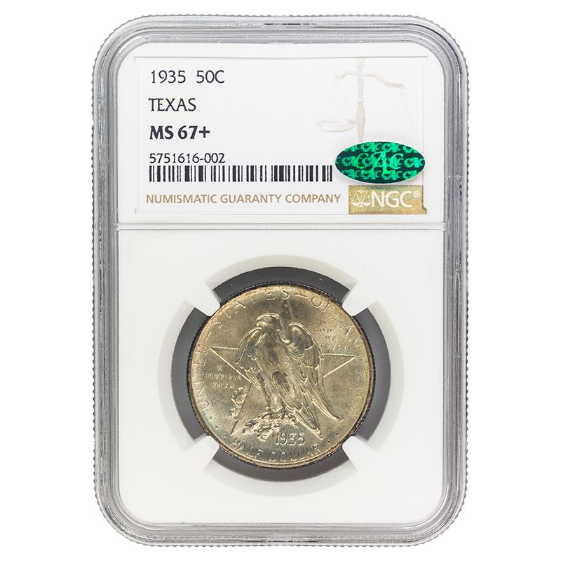 1935 Texas Commemorative, 50C NGC MS 67 +, CAC Certified 