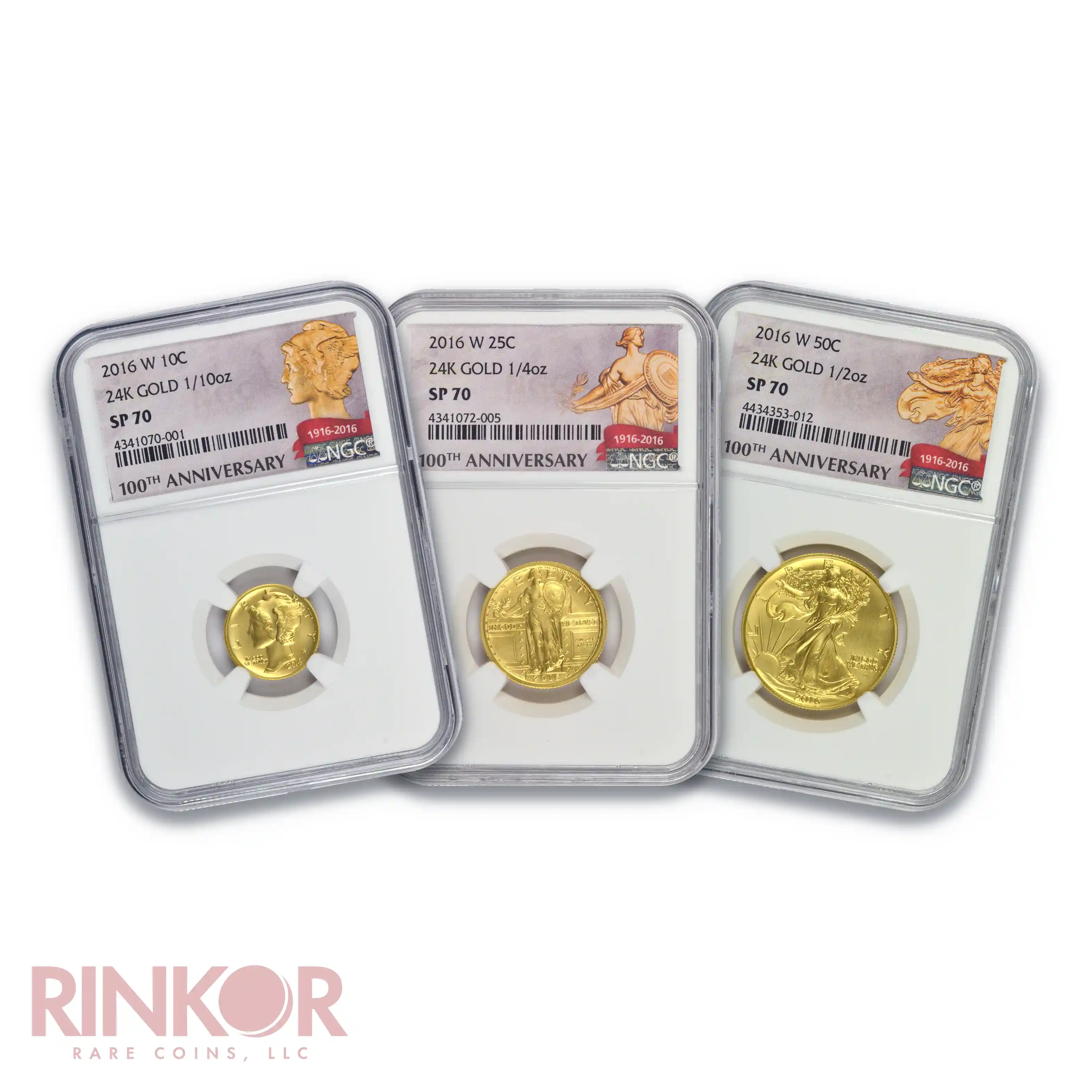2016-W Gold Centennial 100th Anniversary 3-Coin Set NGC SP 70