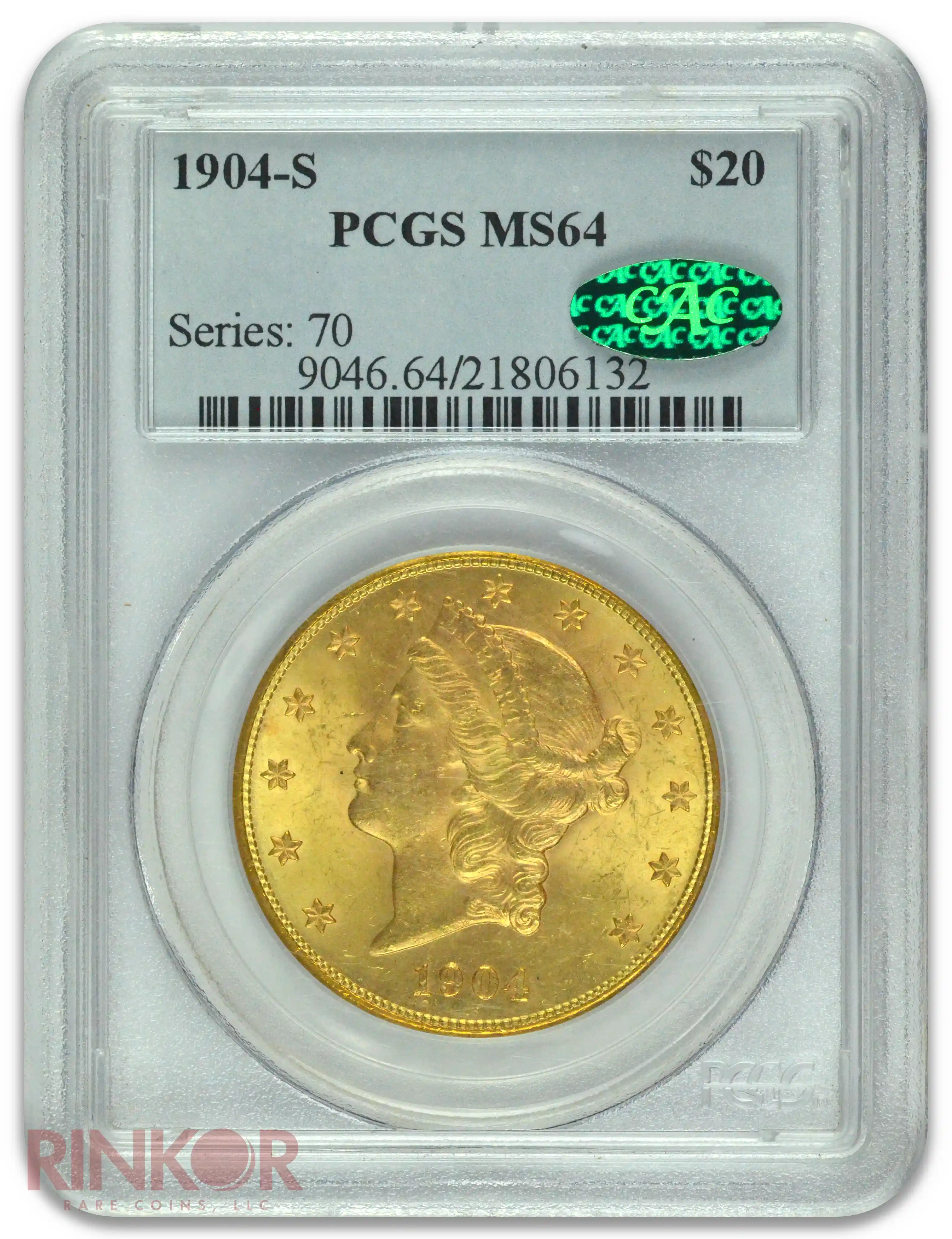 1904-S Liberty Head $20 PCGS MS 64 CAC