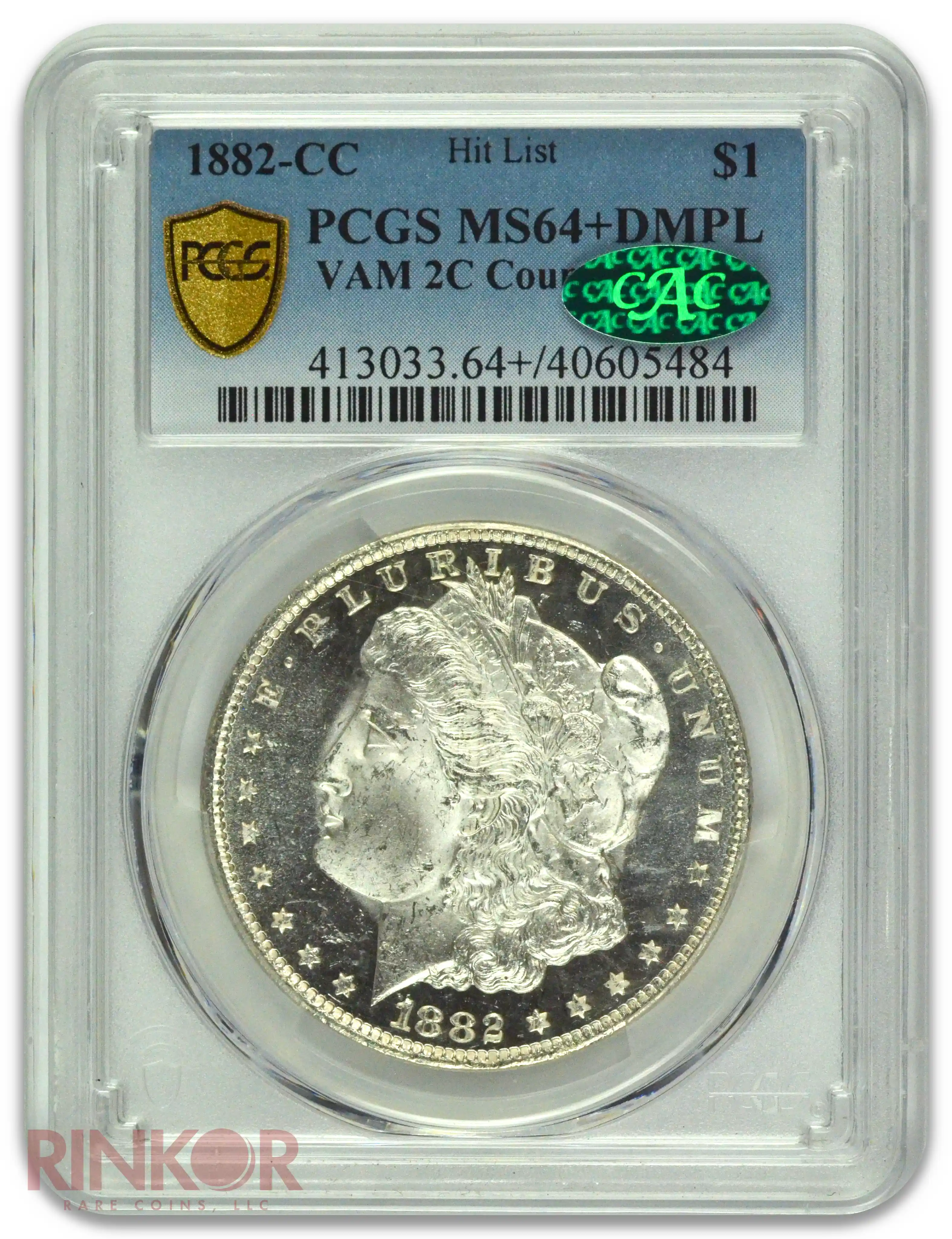 1882-CC $1 VAM 2C Counter Clash Morgan Dollar PCGS MS 64+ DMPL CAC