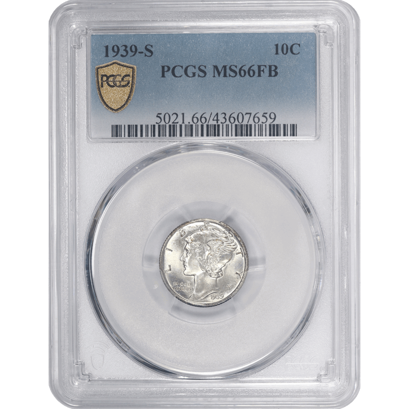 1939-S Mercury Dime PCGS MS66FB Full Bands PQ Coin