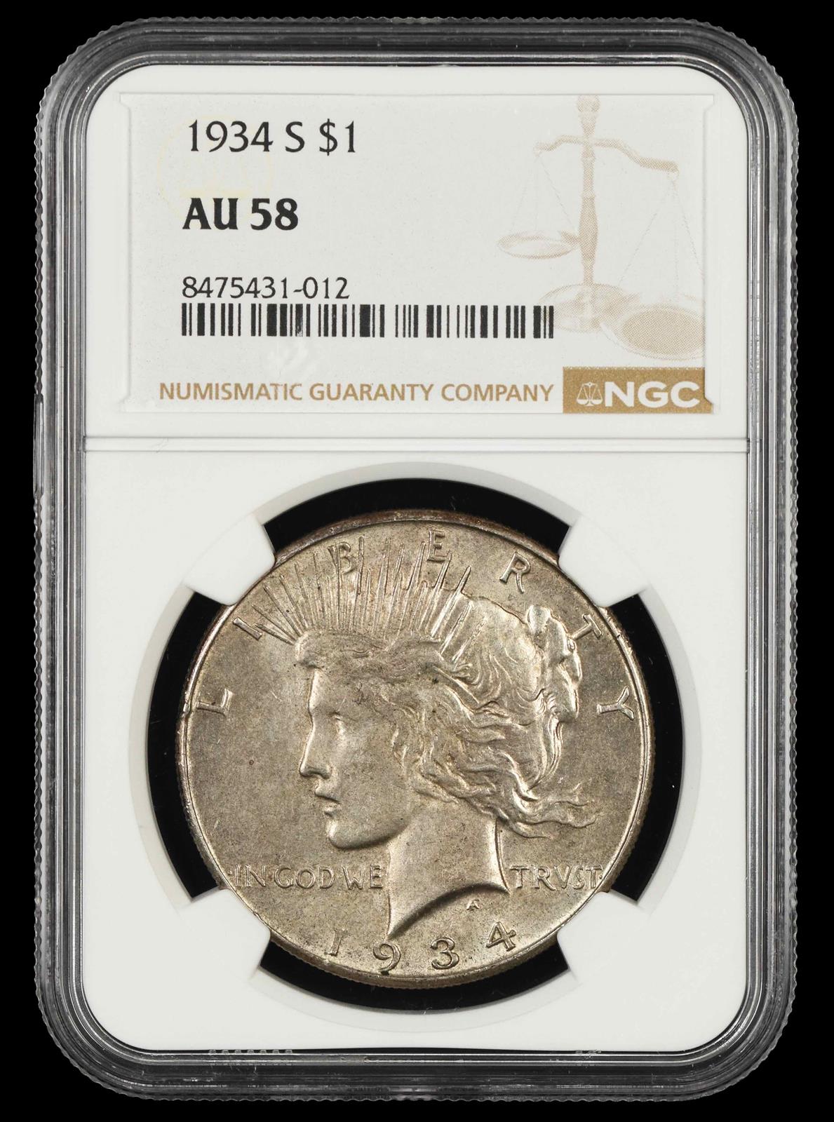 1934 S $1 NGC AU58