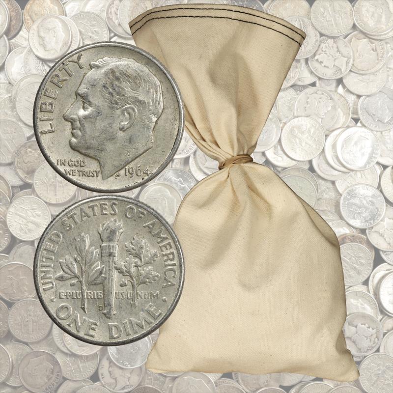 $50 Face Value 90% Silver Dimes - 500 total coins 1964 and before 