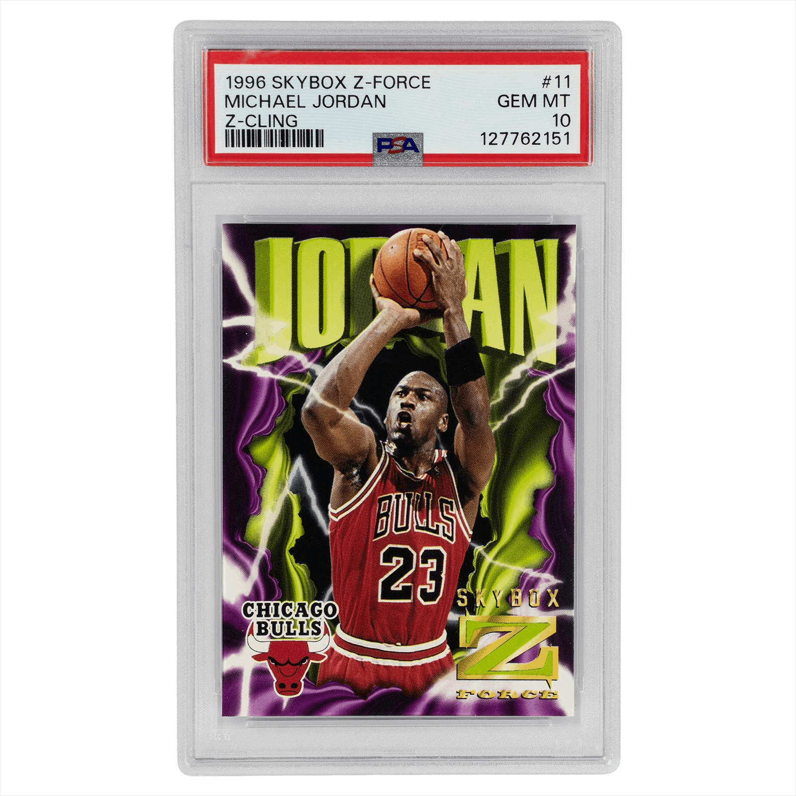 1996 SKYBOX Z-FORCE MICHAEL JORDAN Z-CLING #11 PSA GEM MT 10 