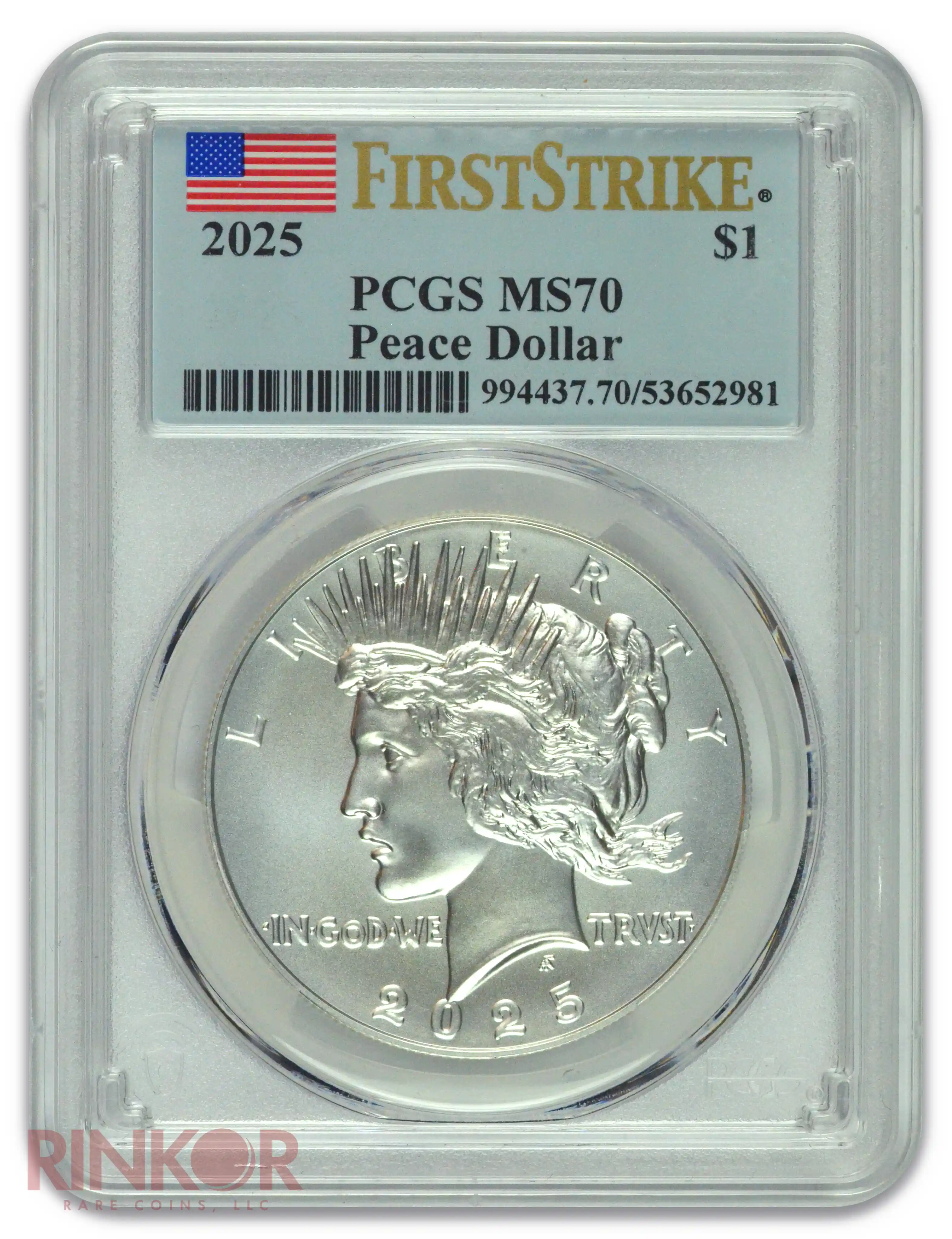 2025 $1 Peace Dollar First Strike PCGS MS 70
