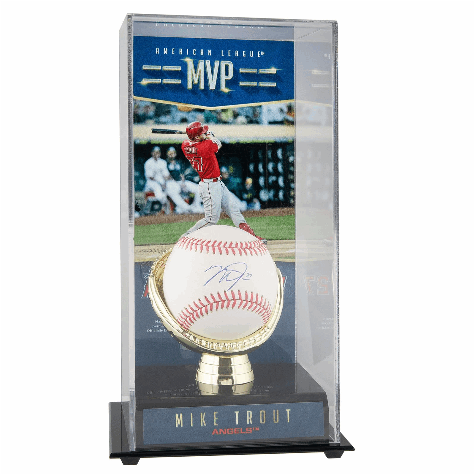 Mike Trout Signed Baseball w/ AL MVP Display Case JSA LOA 