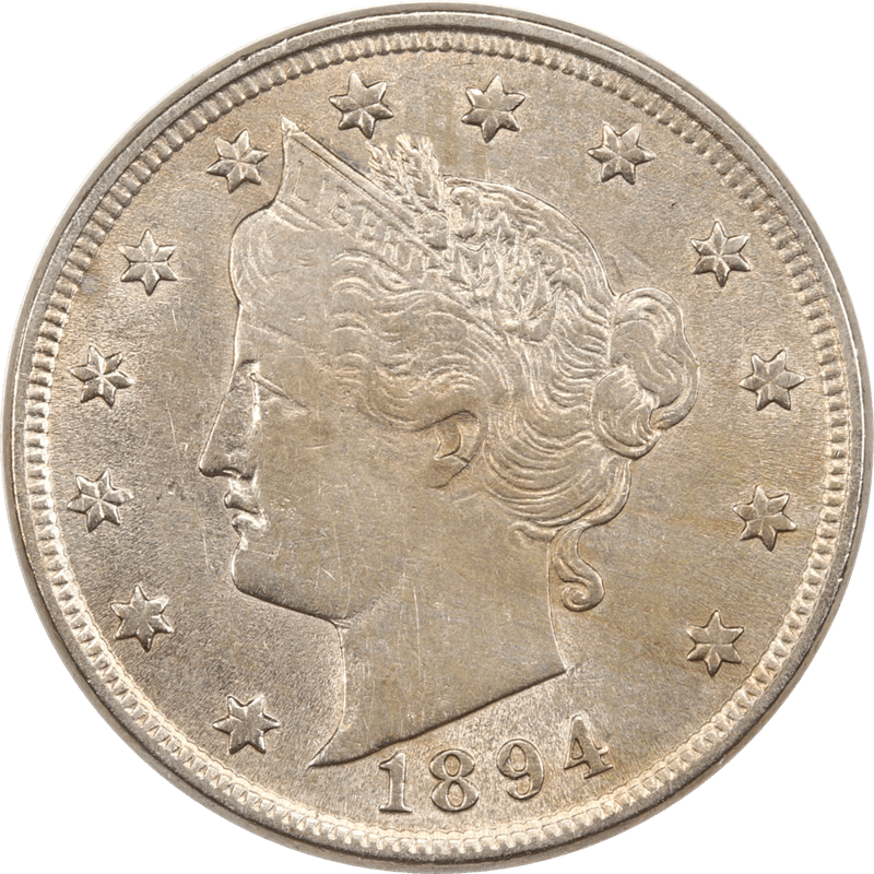 1894 Liberty Head V Nickel 5c Raw Almost Uncirculated (AU)