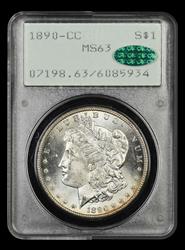 1890 CC $1 Rattler PCGS MS 63 CAC