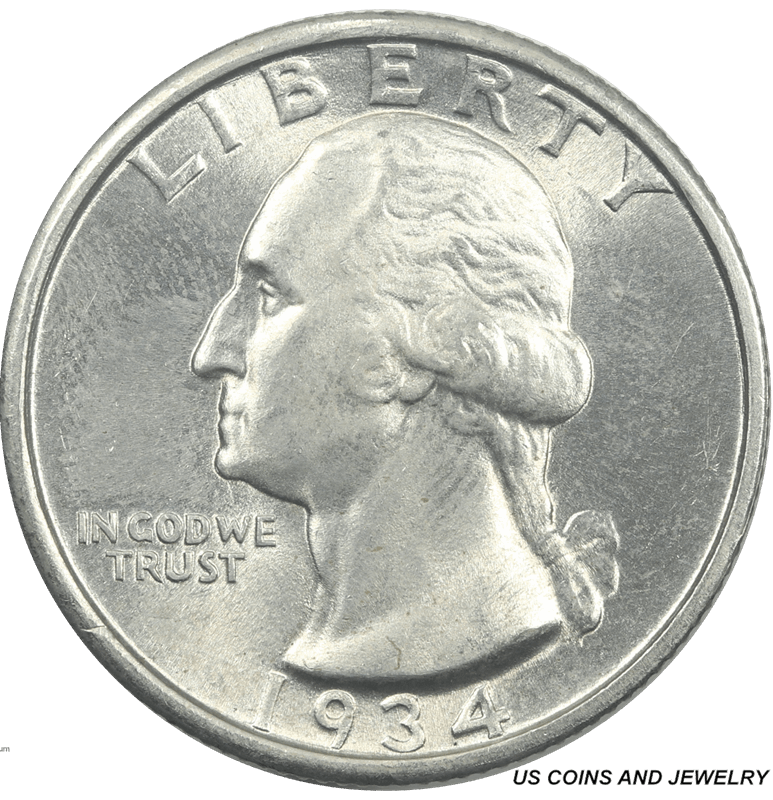 1934  Washington Quarter, Medium Motto Gem Uncirculated - Nice Original Coin