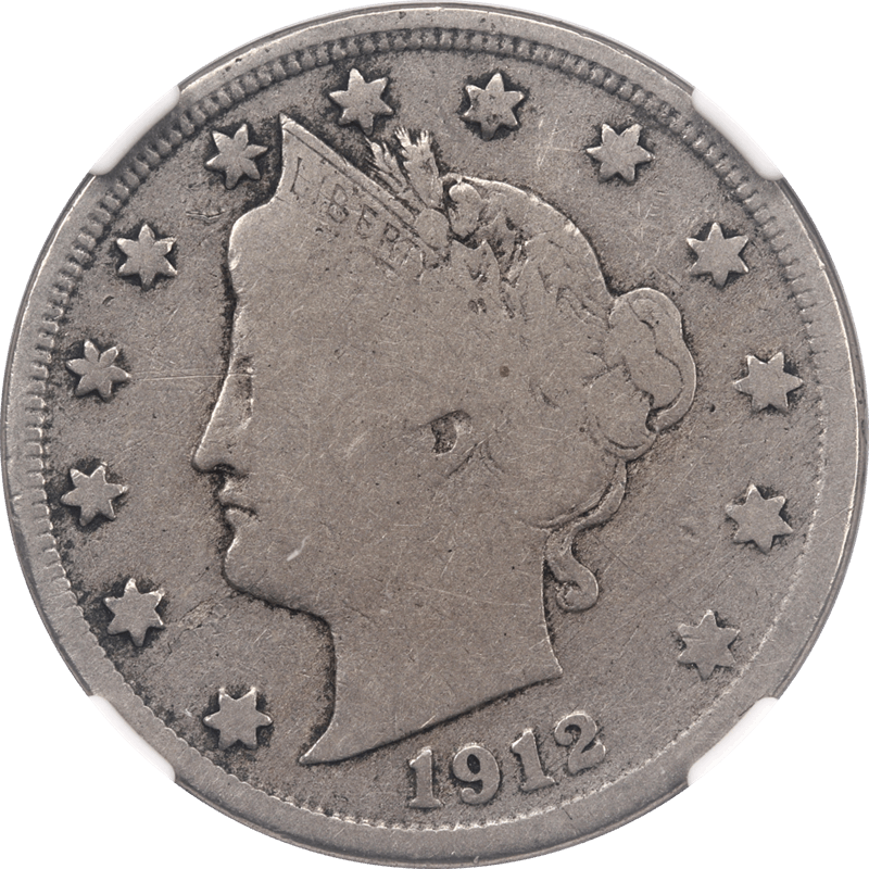 1912-S Liberty V Nickel 5c NGC F 12  - Nice Original Coin