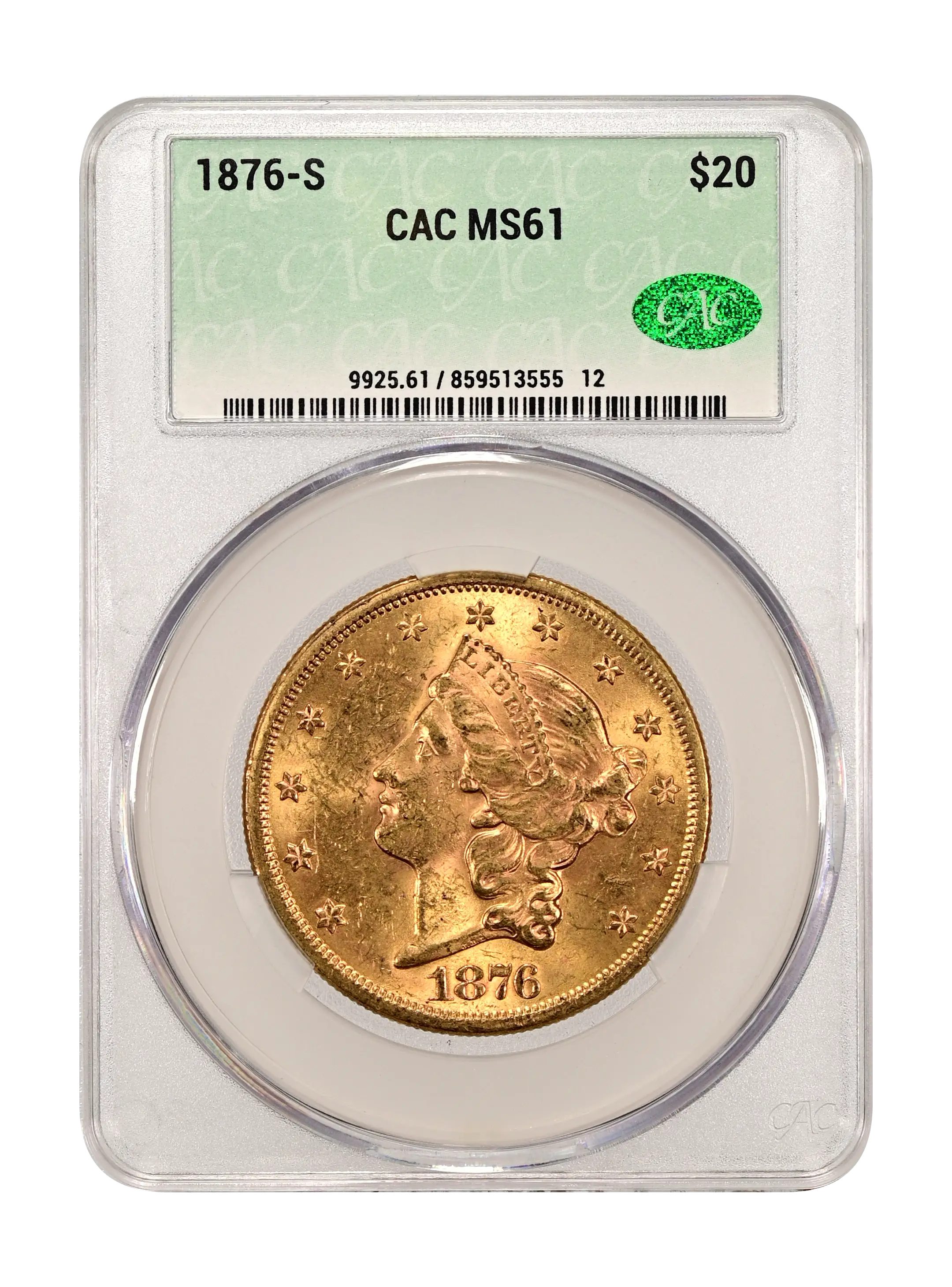 1876-S $20 CACG MS 61