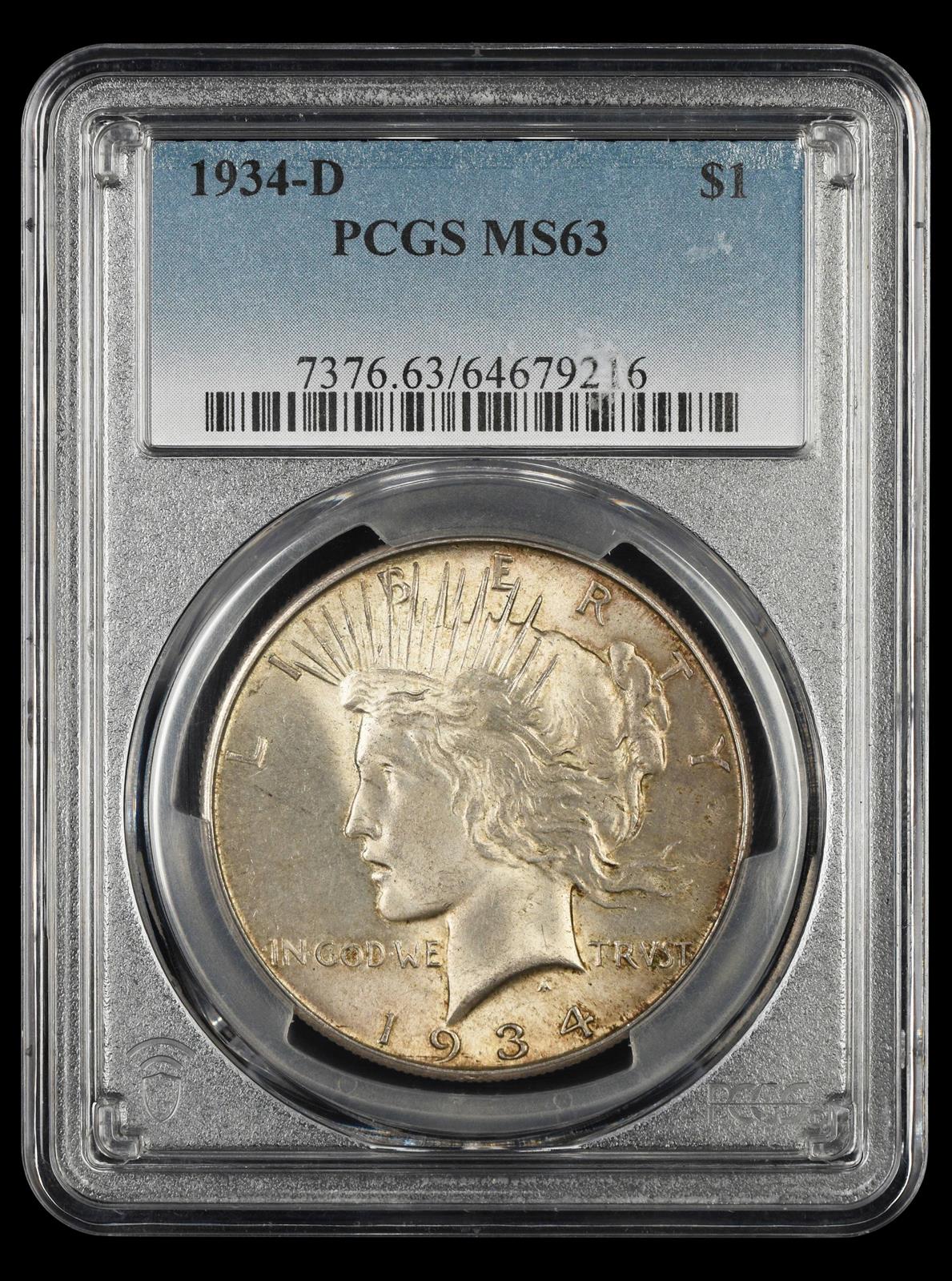1934-D $1 PCGS MS 63