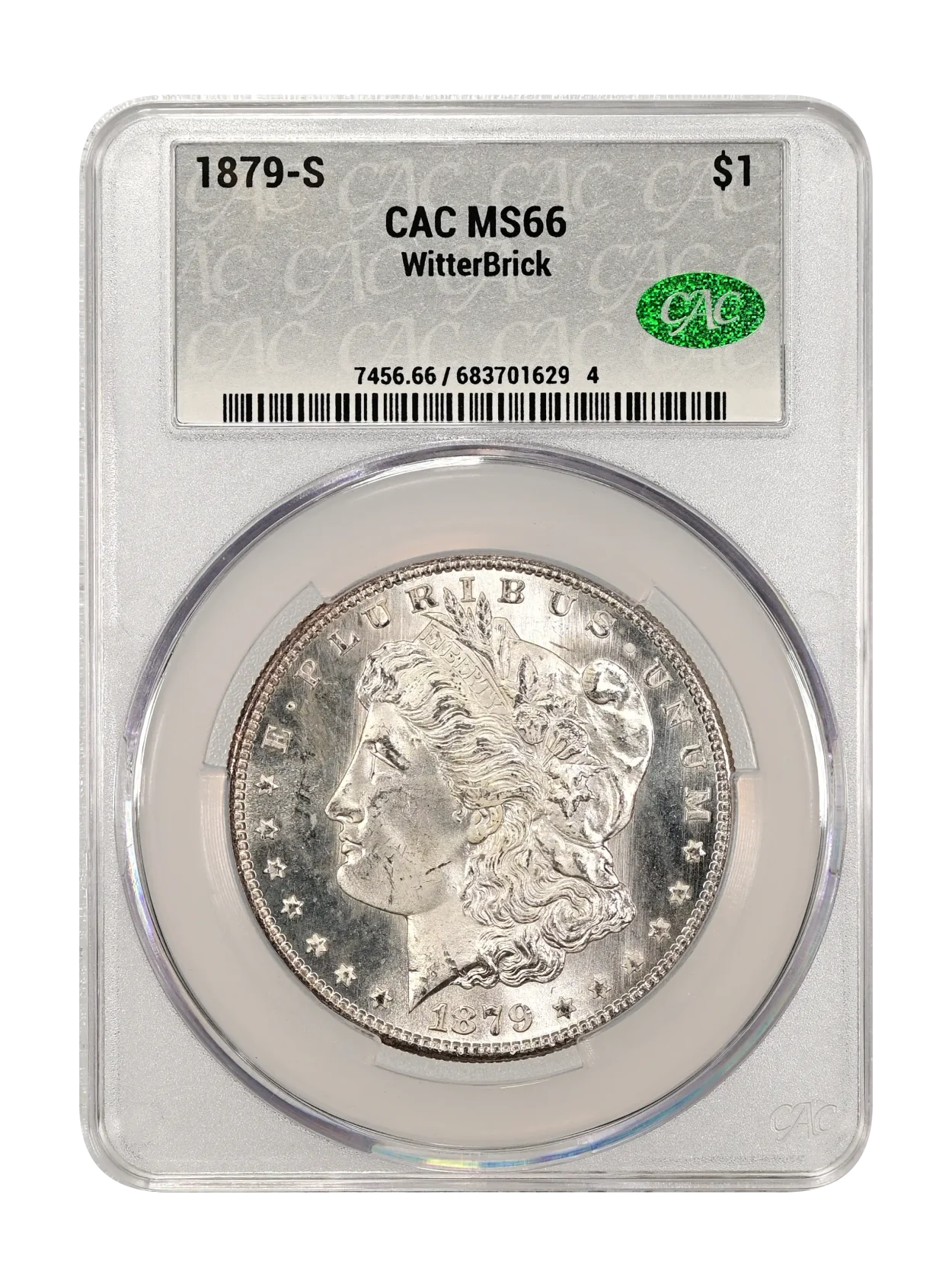 1879-S $1 CACG MS 66 WitterBrick