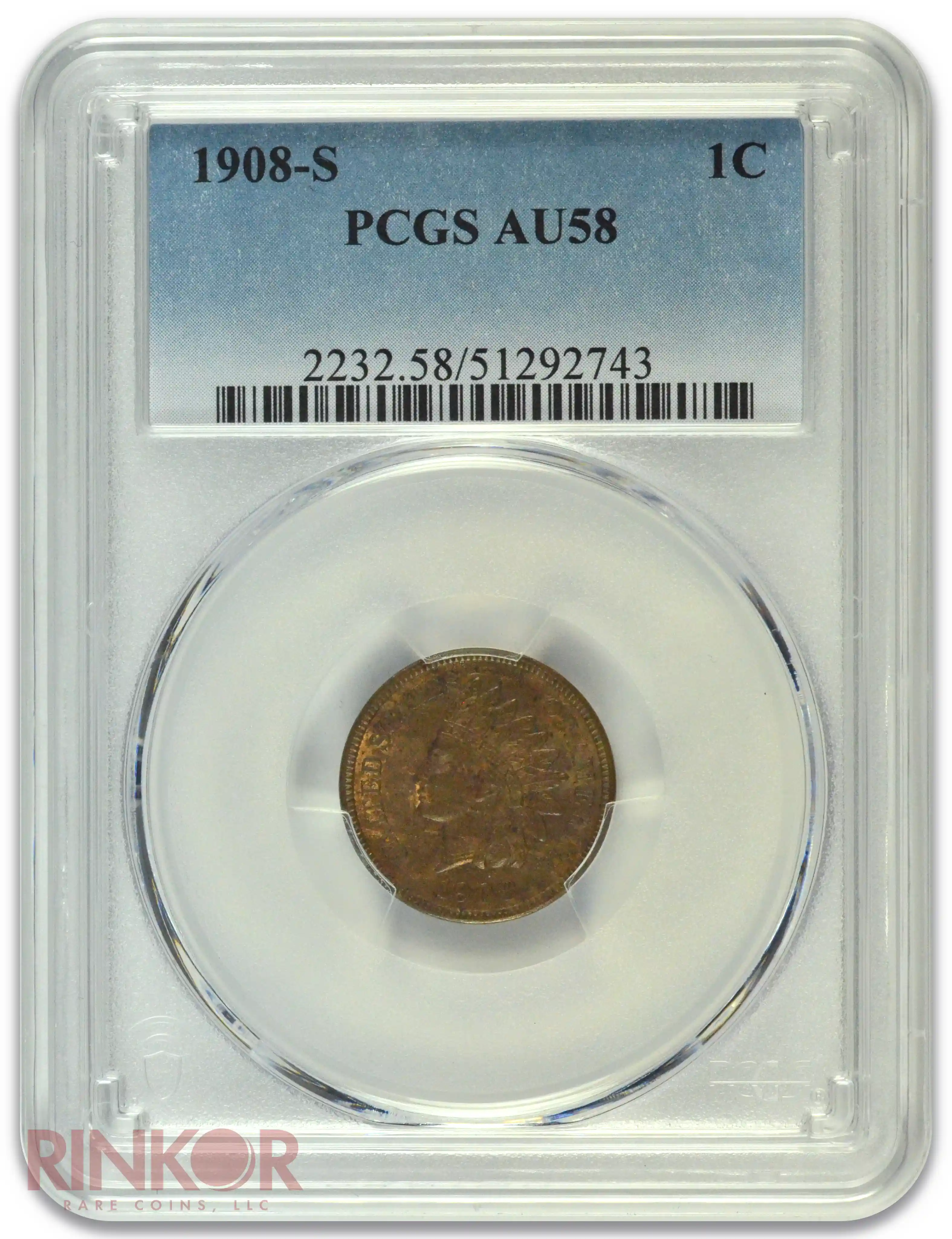 1908-S 1C PCGS AU-58