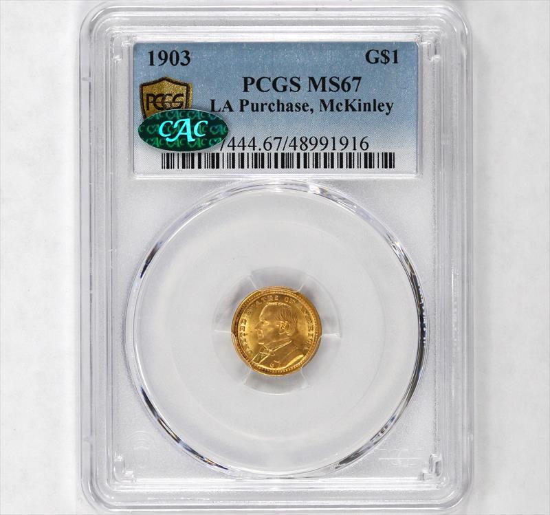 1903 $1 Louisiana Purchase McKinley Gold Dollar PCGS  MS67 CAC - Lustrous - PQ+