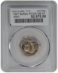 1927 Buffalo PCGS MS 67