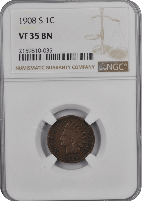 1908 S  Indian Head Cent NGC VF-35