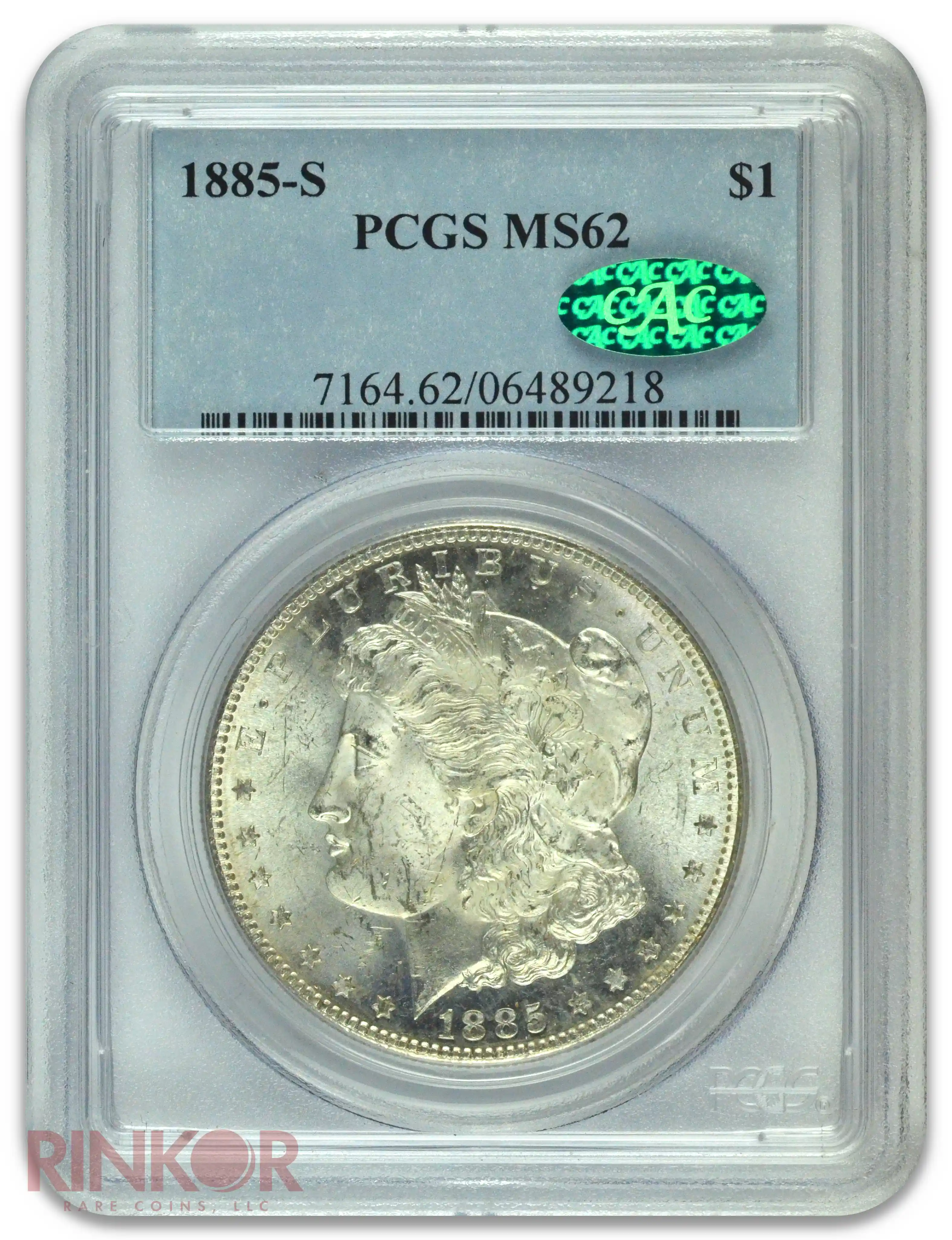 1885-S $1 Morgan Dollar PCGS MS 62 CAC