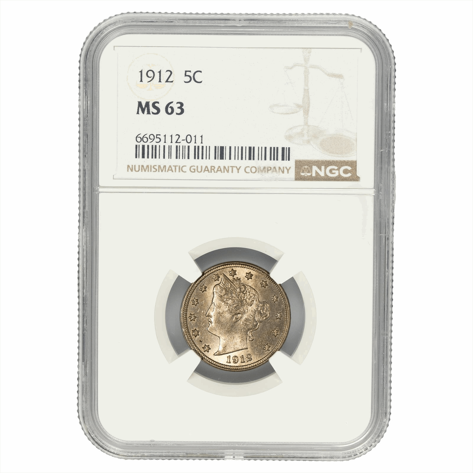 1912 Liberty V Nickel 5C NGC MS 63