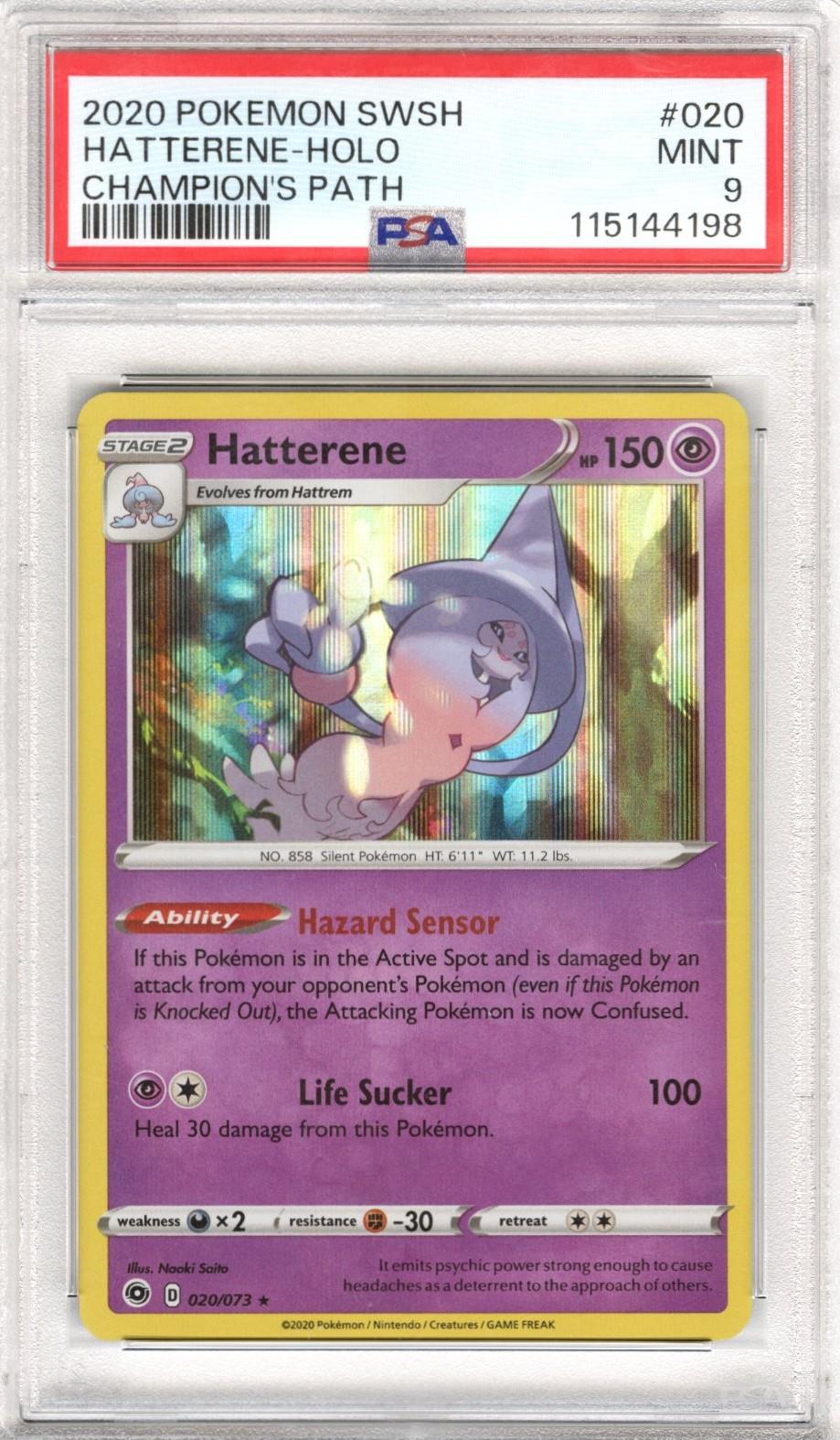 2020 Pokemon SWSH Champions Path Hatterene - Holo #020 PSA MINT 9 