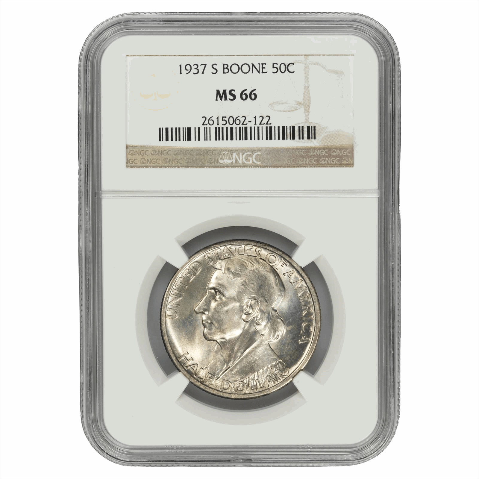 1937-S 50C Boone NGC MS 66 