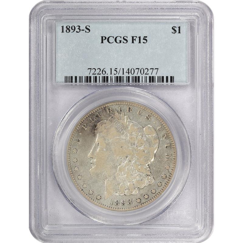 1893-S $1 Morgan Silver Dollar - PCGS F15 - FINE - KEY DATE!