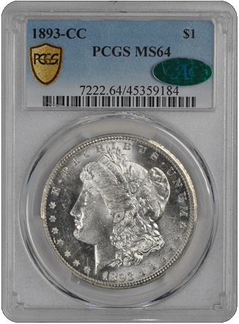1893-CC $1 Morgan Dollar PCGS  (CAC) #3515-2 MS64