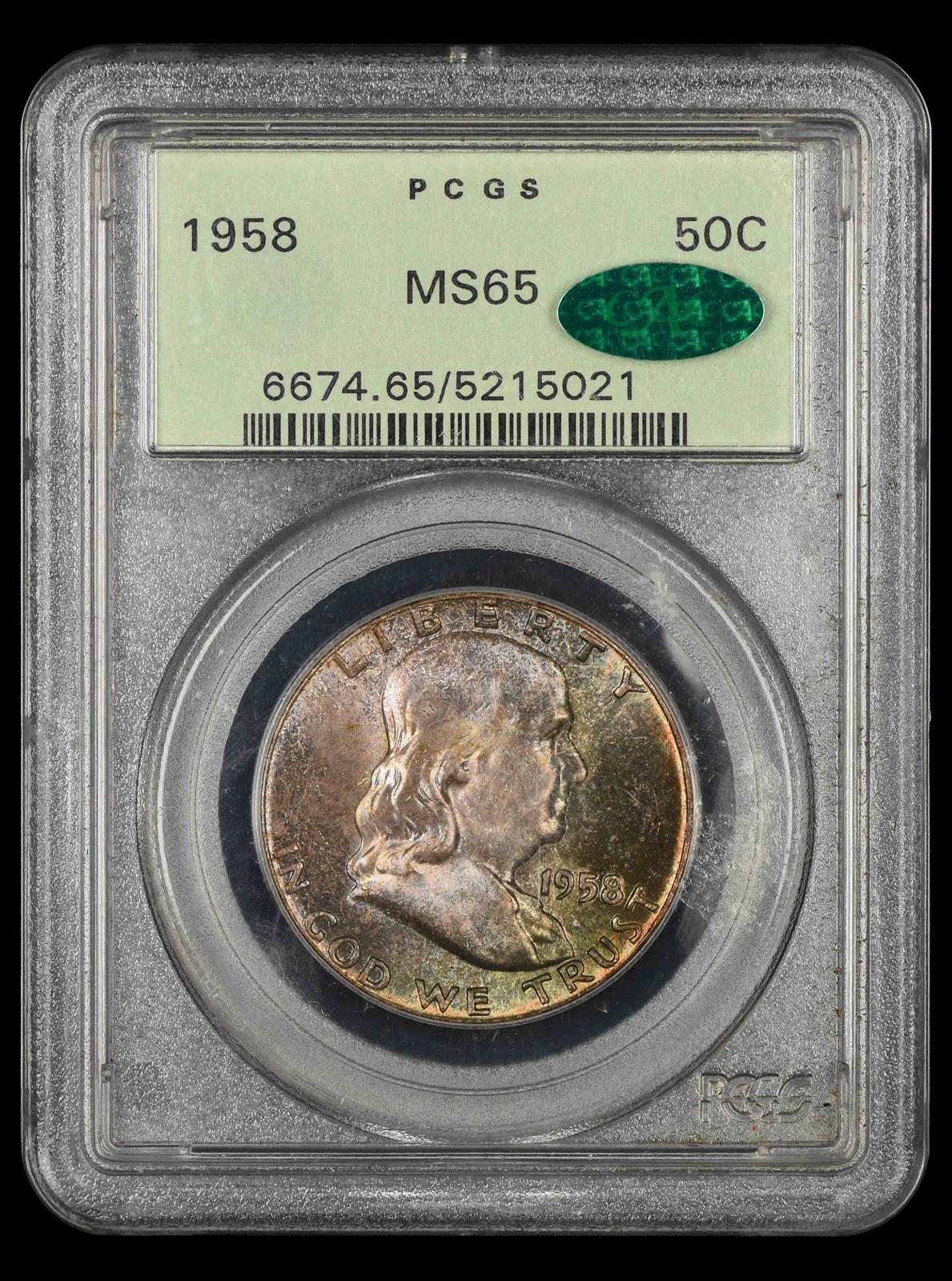 1958 50C Toned OGH PCGS MS 65 CAC