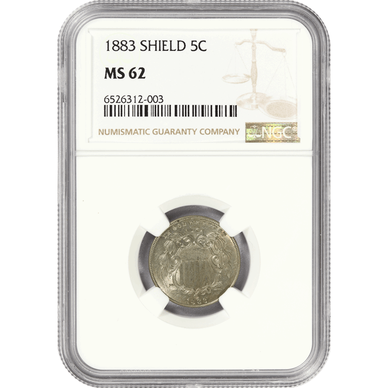 1883 Shield Nickel 5c,NGC MS-62 