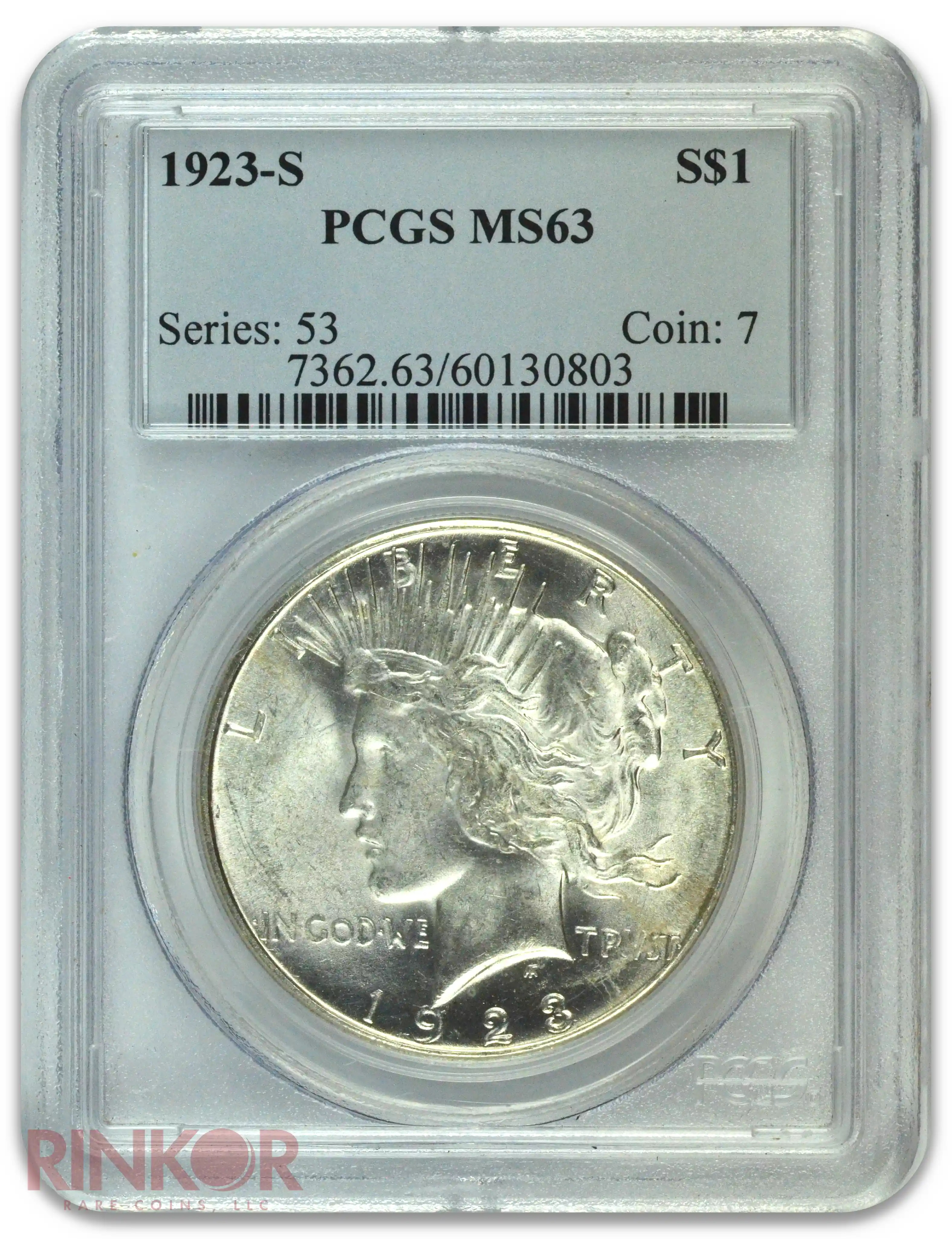 1923-S $1 Peace Dollar PCGS MS 63
